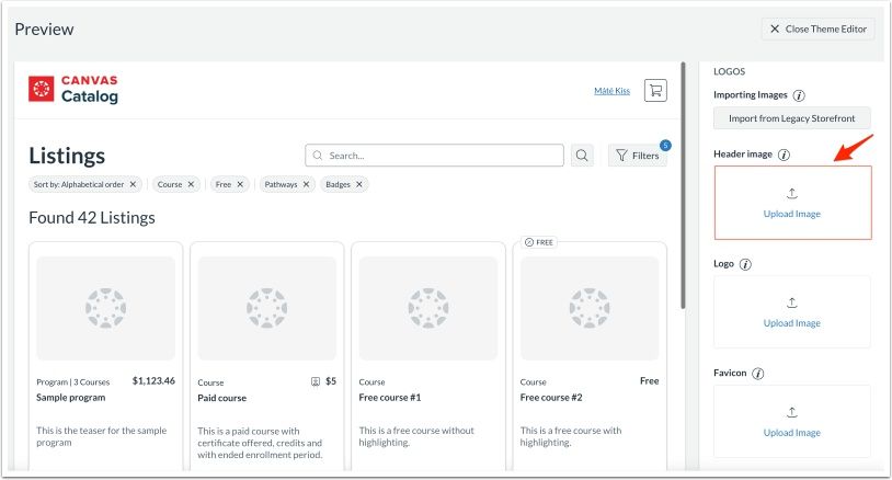 View Theme Editor Header Image