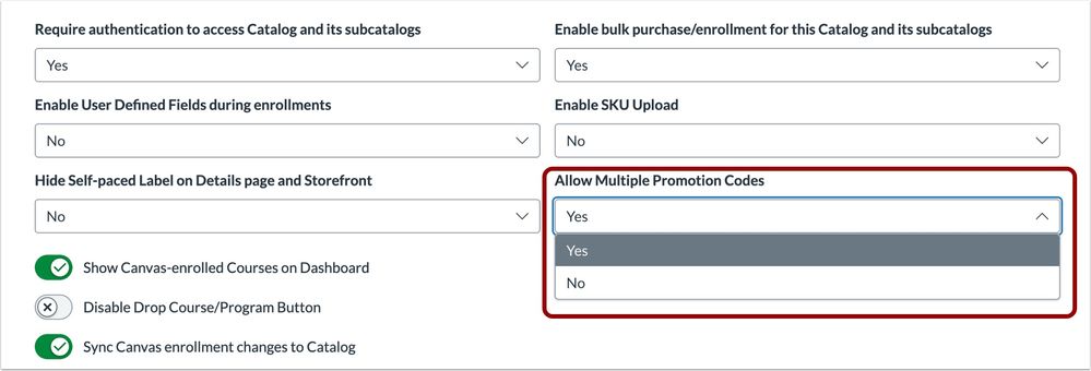 View Allow Multiple Promotions Code Setting