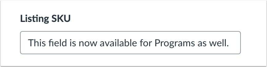 View Program Listing SKU
