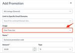 View One-Time Usage Option