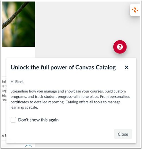View Impact Messaging in Catalog