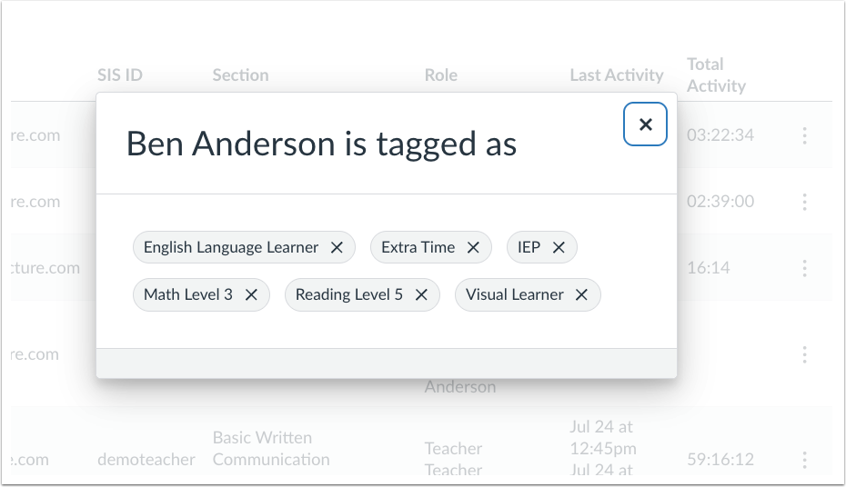 Student Tag Modal