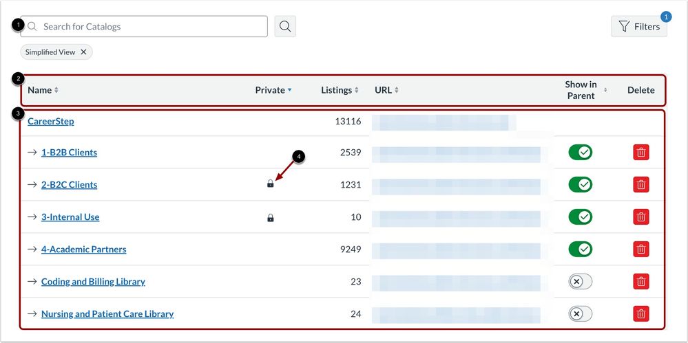 View Simplified Catalogs Page
