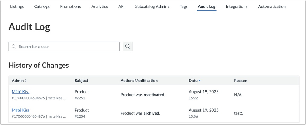 View Audit Log