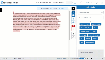 Comment Library in Turnitin Quickmarks