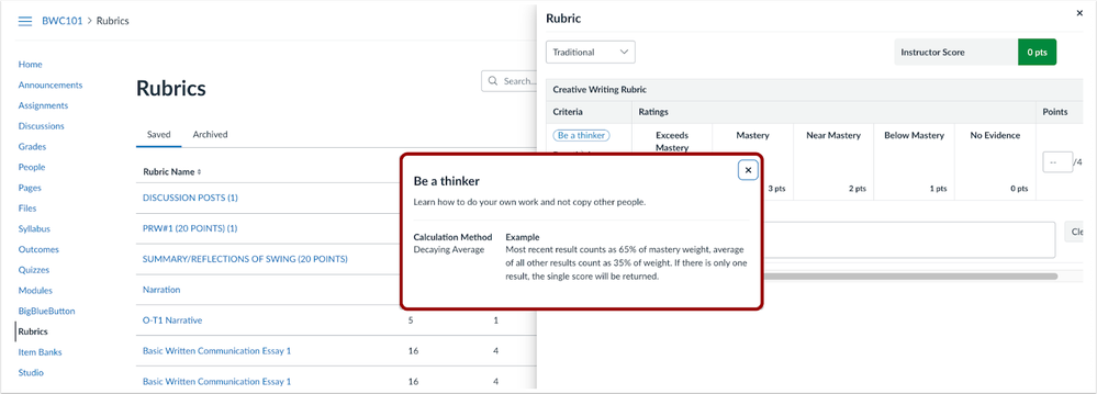 Outcome Details Modal