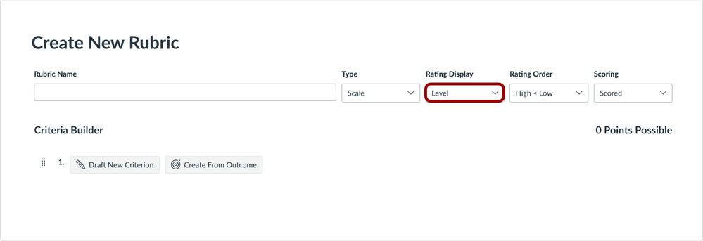 Rubric Rating Display Drop-Down Menu