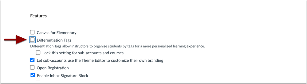 Differentiation Tags Account Setting