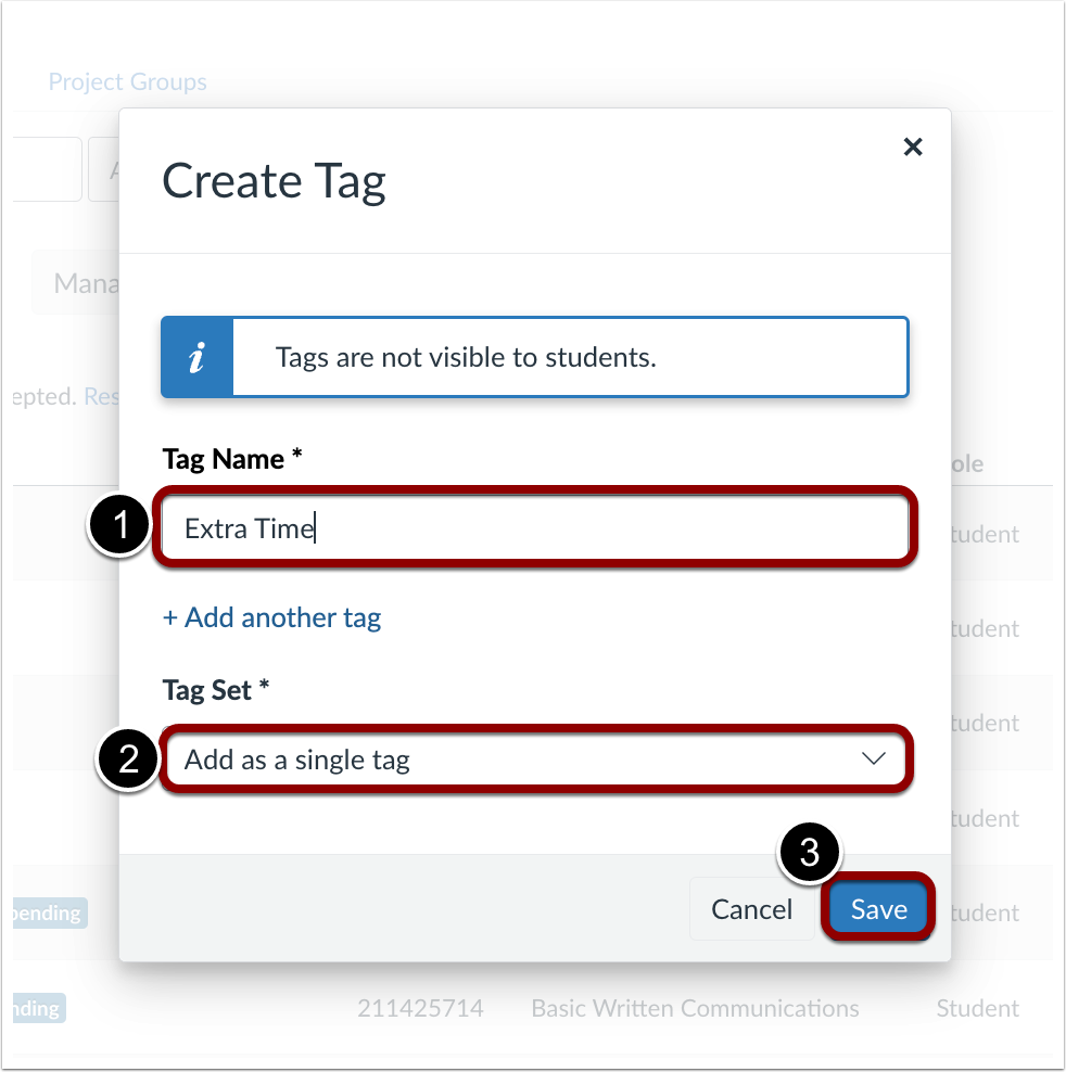 Create Tags Modal