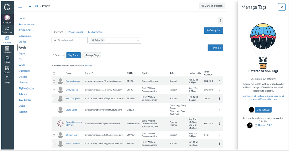 Manage Tags Tray