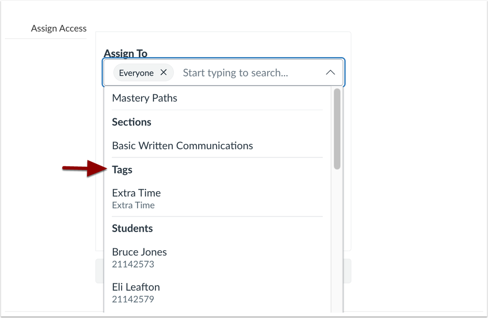 Assign To Tags Option