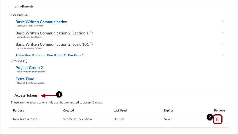 User Details Access Tokens