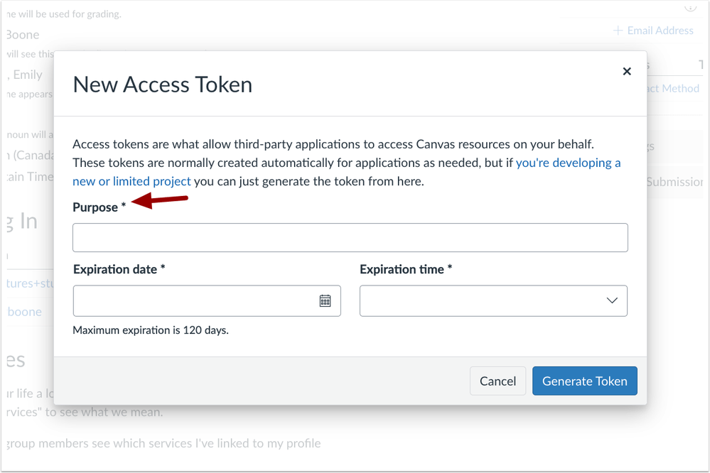 New Access Token Required Field Icon