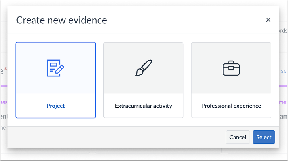 Create New Evidence Modal