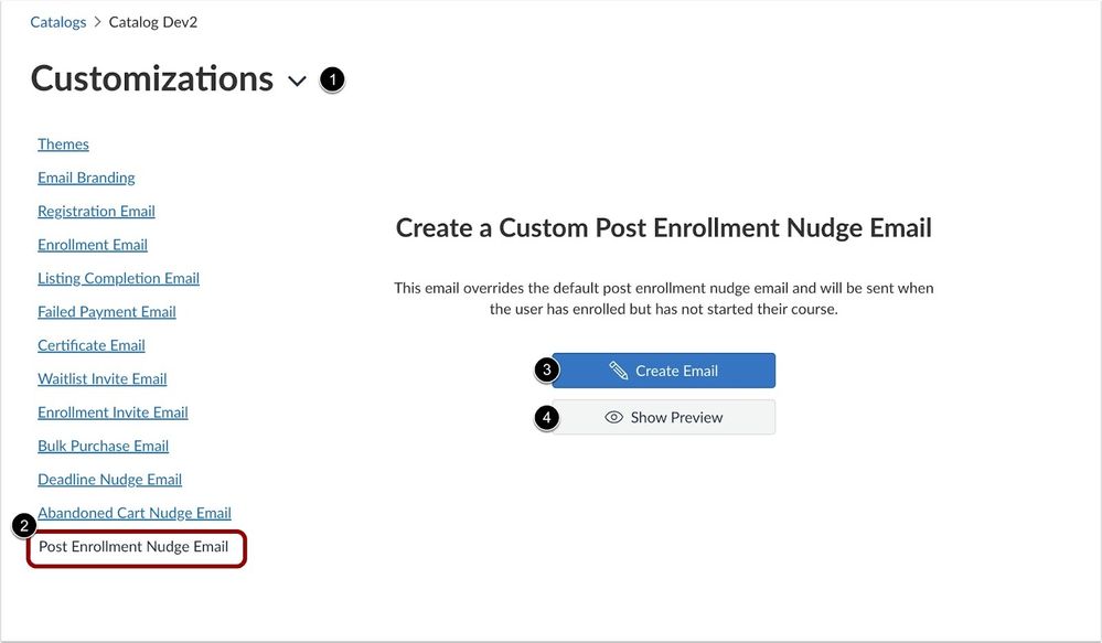 View Create Custom Post Enrollment Nudge Email