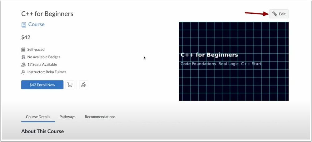 View Edit Button on Listing Details Page