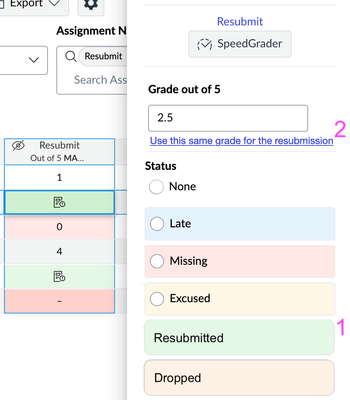 Mockup of resubmission features