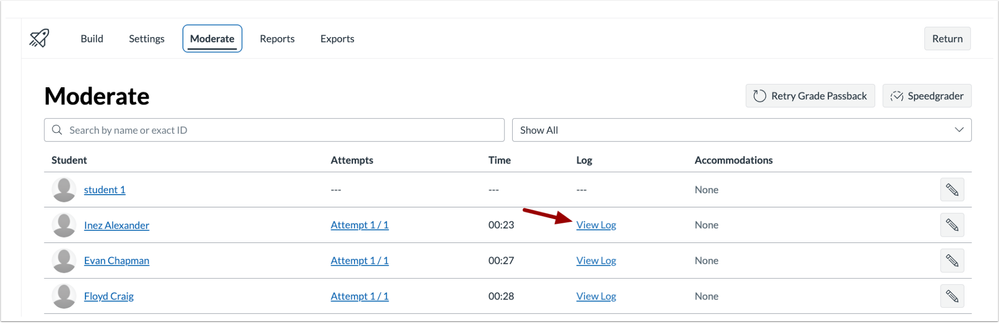 New Quiz Moderate Page