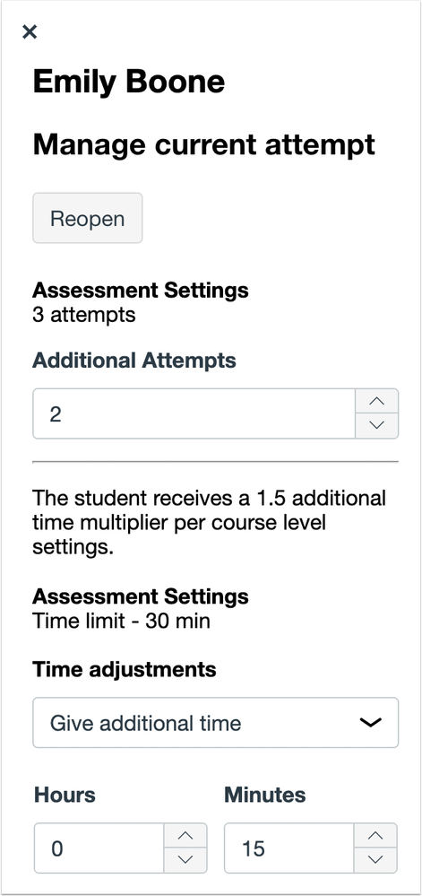Quizzes.Next assessment accommodation window for instructors Quizzes.Next assessment accommodation window for instructors