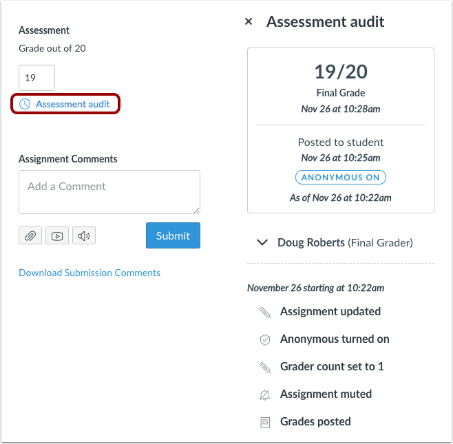 Moderated Marking Audit Trail Link