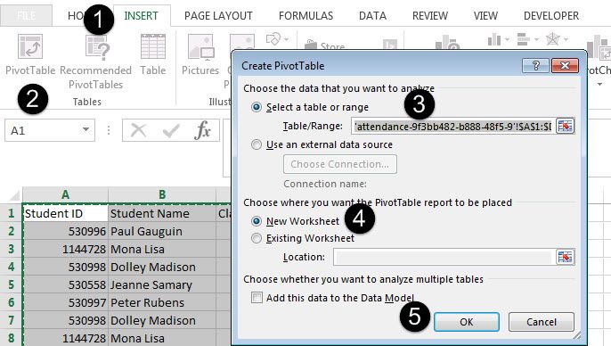 Create pivot table Create pivot table