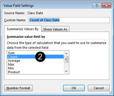 Specifying Count in dialog box