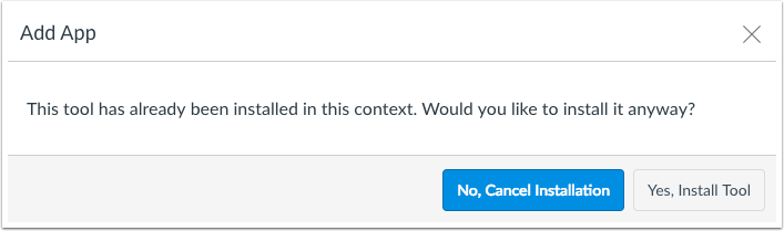 Duplicate external apps added to the same context verify whether or not they should be installed Duplicate external apps added to the same context verify whether or not they should be installed