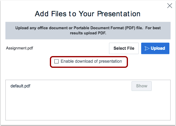 BigBlueButton Conferences Files Upload Window