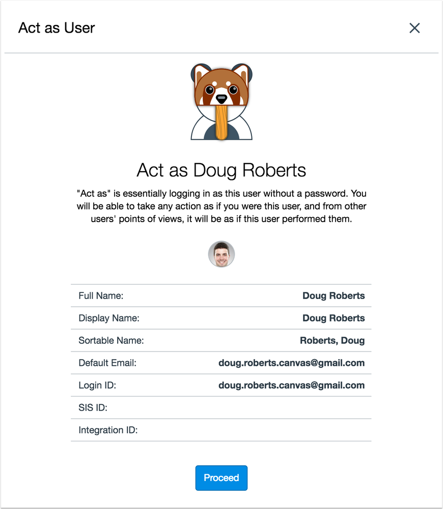 Masquerade Act as User Page Masquerade Act as User Page