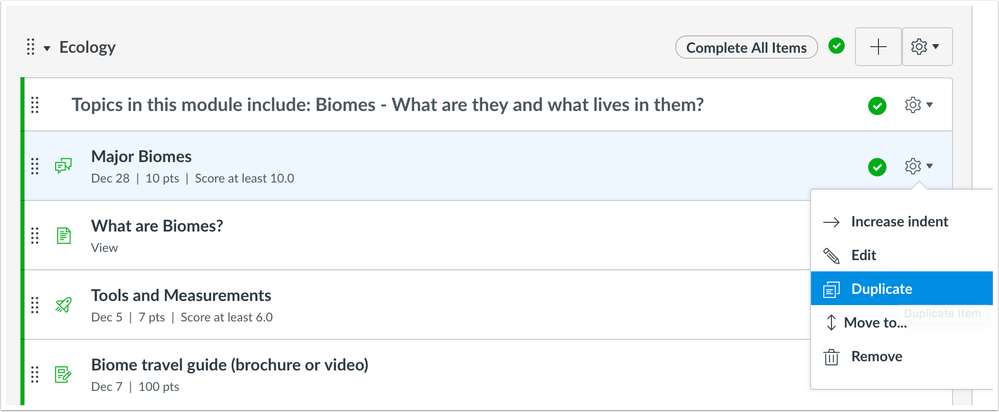 Modules Page Module Items Duplication Menu Modules Page Module Items Duplication Menu
