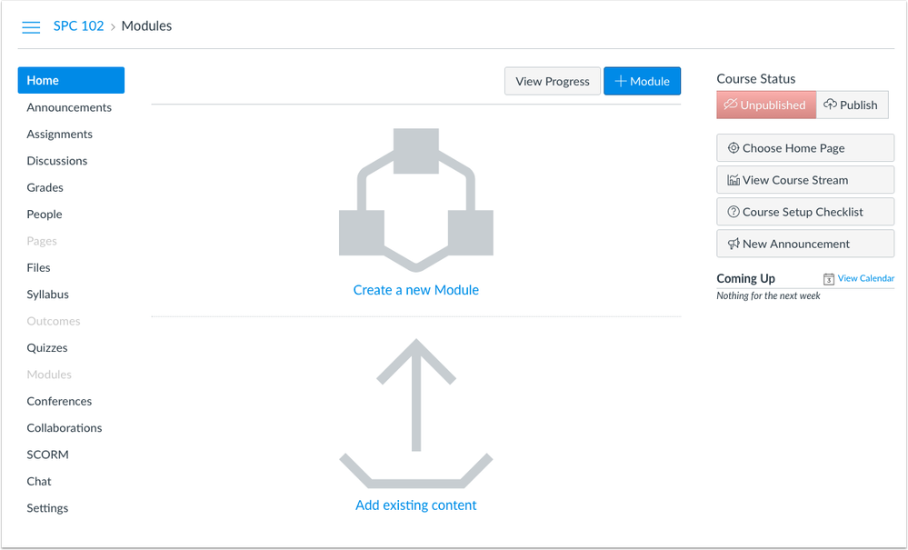 Image of modules as the course home page default Image of modules as the course home page default