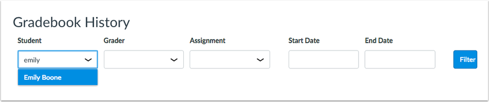 Gradebook History filter with entered student name Gradebook History filter with entered student name