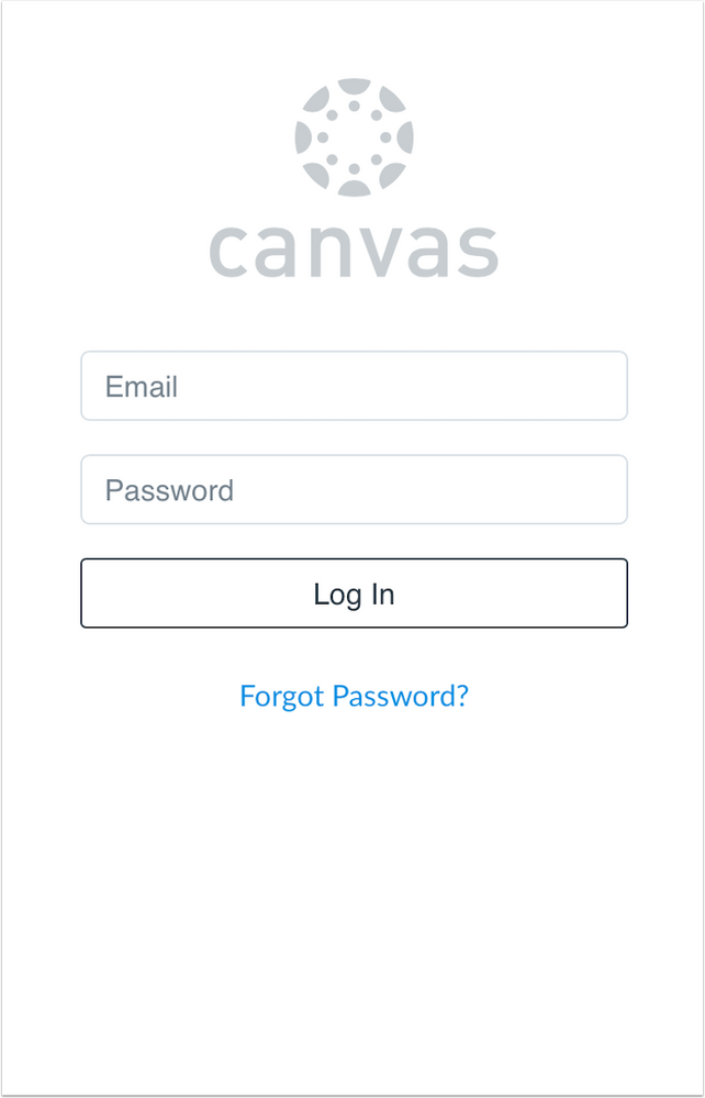 Canvas mobile login page