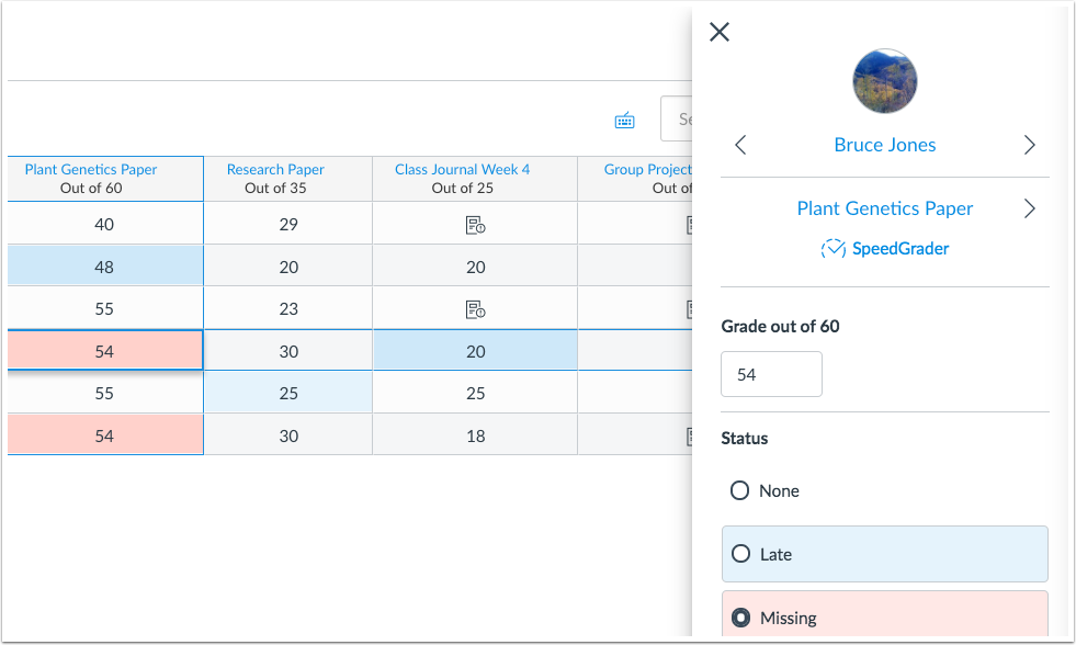 New Gradebook Grade Detail Tray shows missing policy percentage applied to assignment