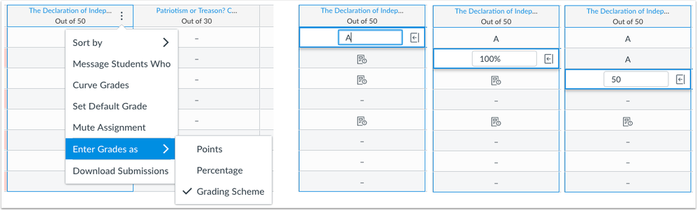 New Gradebook supports grade values in any format New Gradebook supports grade values in any format