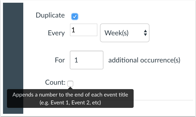 Duplicating a calendar event includes additional options 