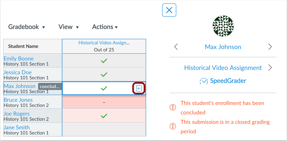 Grade detail tray can be accessed from any cell in the New Gradebook Grade detail tray can be accessed from any cell in the New Gradebook