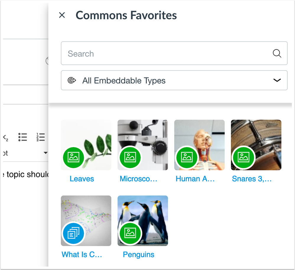 View Commons favorites in the Rich Content Editor View Commons favorites in the Rich Content Editor