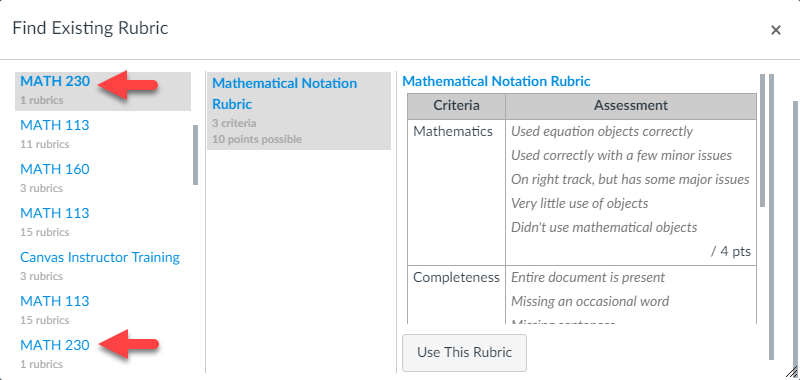 Find Rubric Example Find Rubric Example