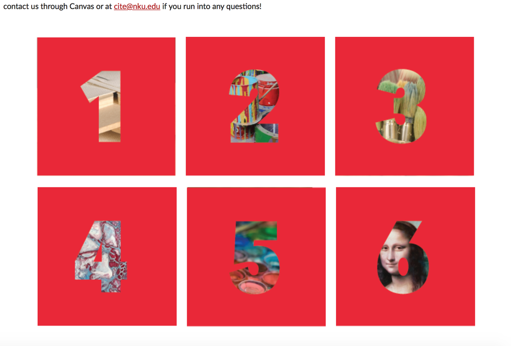 six red boxes each with a number 1 through 6, representing 6 modules. six red boxes each with a number 1 through 6, representing 6 modules.