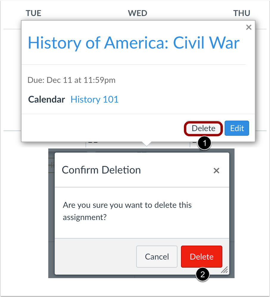 Assignment deletion confirmation button color change from the Calendar Assignment deletion confirmation button color change from the Calendar