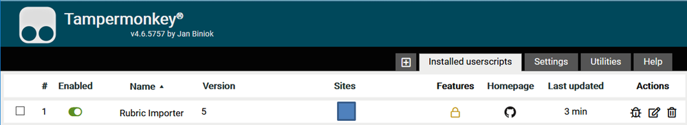 TamperMonkey with Rubric Importer script