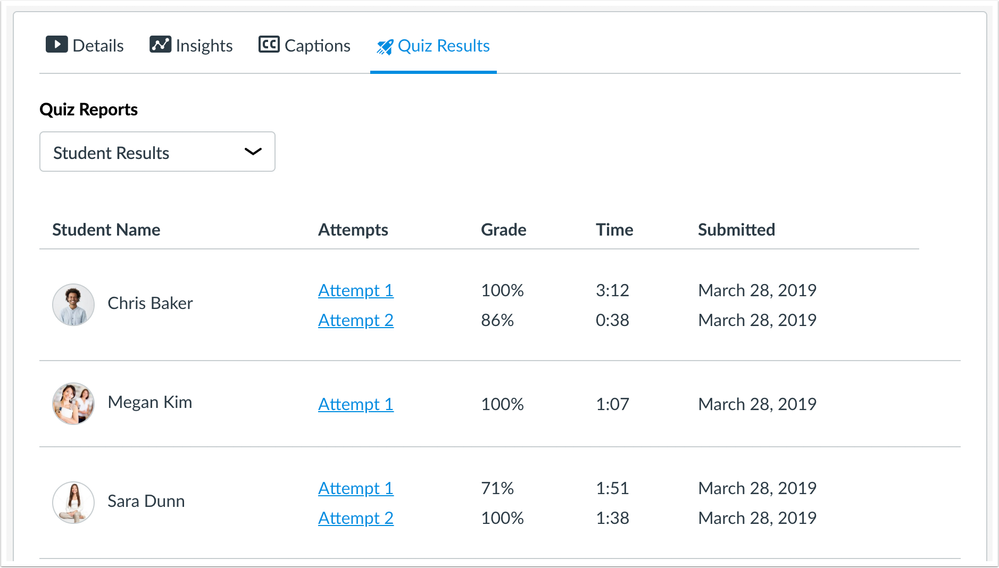 Quiz Results Page