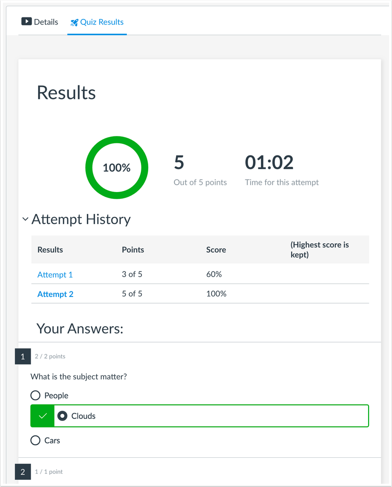 View Quiz Results