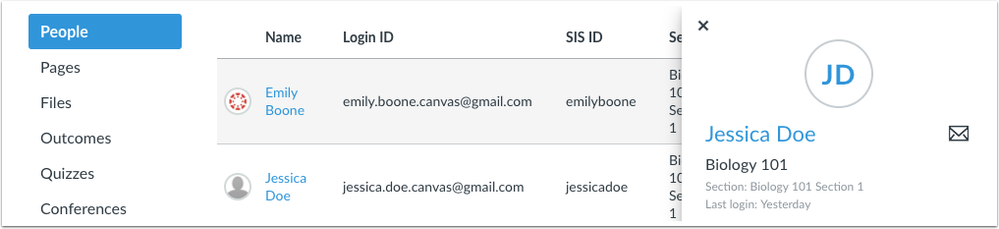 Student Context Cards show initials for students without profile images