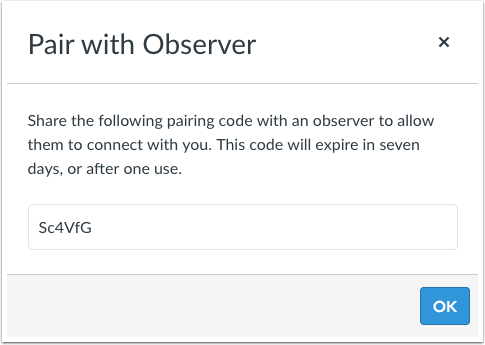Pairing codes are active for up to 7 days