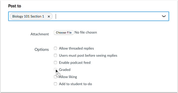 Discussions Selection Selection with Grading checkbox unavailable Discussions Selection Selection with Grading checkbox unavailable