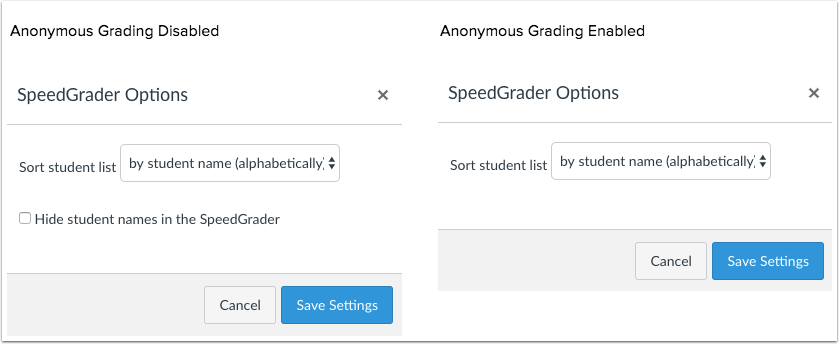 SpeedGrader Anonymous Grading Options SpeedGrader Anonymous Grading Options