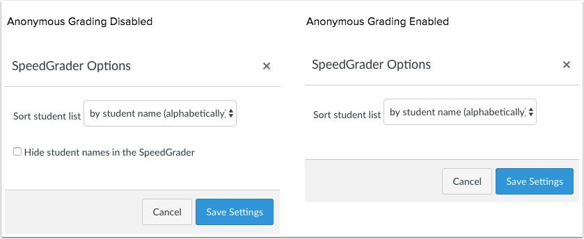 SpeedGrader Anonymous Grading Options