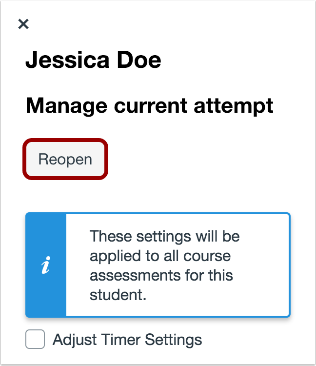 Quizzes.Next reopen assessment button Quizzes.Next reopen assessment button